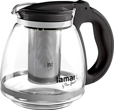 Obrázek produktu pro LAMART LT7027 Skleněná čajová konvice, obsahuje nerezové sítko, materiál sklo, plast, objem 1,5l, 13 dno; výška 15,5 cm