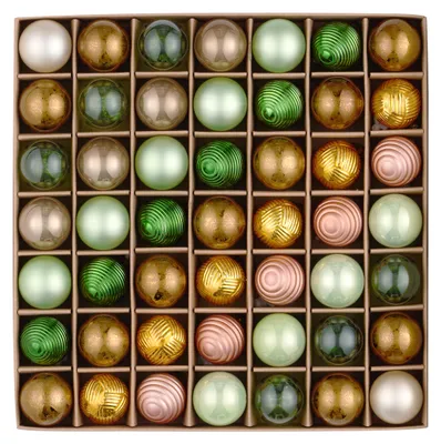 49 Mini-Kugeln 3 cm, kupfergrün, unzerbrechlich, Weihnachtsbaum-Anhänger