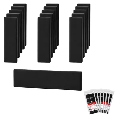 Produktbild von STEGU Polsterpaneel-Set 16× Rechteck 60x15 cm inkl. Klettband Kopfteil Velours Schwarz