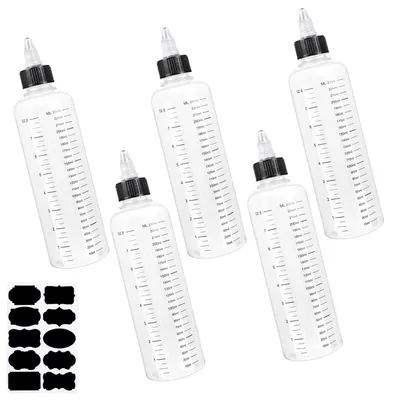 5 Quetschflaschen 250 ml transparent mit Skalierung