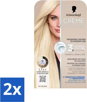 Image de Schwarzkopf - Teinture pour cheveux - Creme Supreme L1++ - Extreme Lightener Plus - 245g - Pack avantage - 2 pièces