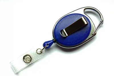 Produktbild von 2x BLAU Ausweisjojo Schlüsseljojo Jojo Zipper oval Schlaufenclip Aufrollmechanismus & Gürtelclip für Ausweishüllen Kartenhüllen Schlüssel