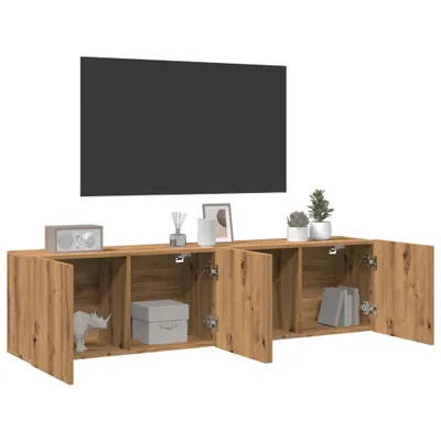 Produktbild von "im Sonderangebot"TV-Board - Fernsehtisch - TV-Wandschränke 2 Stk. Artisan-Eiche 80x30x41 cm - NeuMöbel3450665