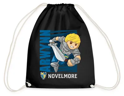Produktbild von Spreadshirt PLAYMOBIL Novelmore Charakter Arwynn Turnbeutel, One size, Schwarz