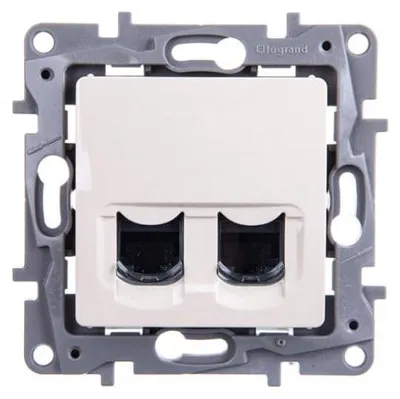 Productafbeelding van NILOE Crème, dubbele computerconnector, RJ45, Cat. 6, UTP, artikelnummer 664874