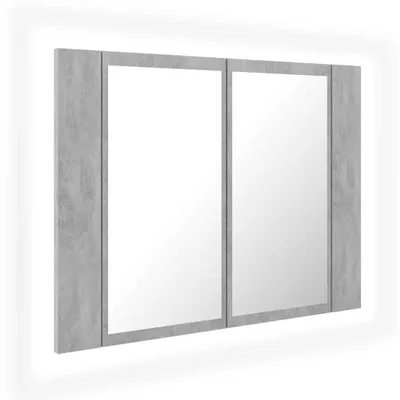 Produktbild von Spiegelschrank mit RGB LED Beleuchtung Badschrank Badezimmerschrank Wandspiegel Badspiegel für Bad Badezimmer mit Ablagefächern 60x12x45 cm Betongrau