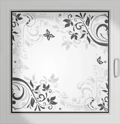 Produktbild von Wallario Lichtschutzbild, Dekorativer Sichtschutz Sonnenschutz 96 x 100 cm mit Motiv: Schnörkelmuster mit Schmetterlingen - Verdunklung ohne Bohren