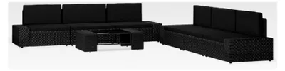 Produktbild von 7-teiliges Garten-Lounge-Set aus Poly Rattan in Schwarz