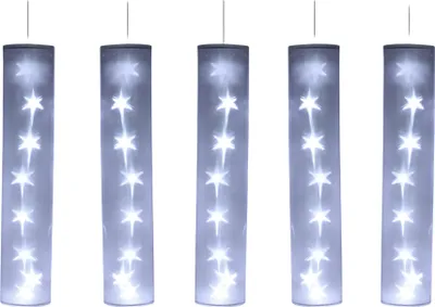 Image de 5 Tubes Lumineux Blancs avec Étoiles LED 40 LED