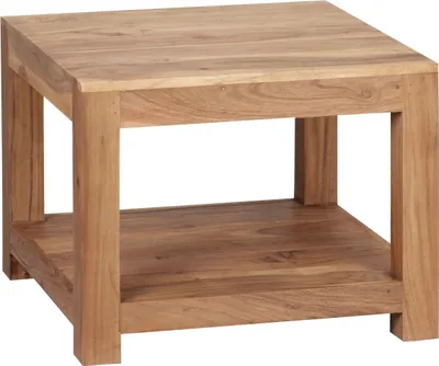 Produktbild von Couchtisch MUMBAI Massiv-Holz Akazie 60 x 60 cm Wohnzimmer-Tisch Design dunkel-braun Landhaus-Stil Beistelltisch