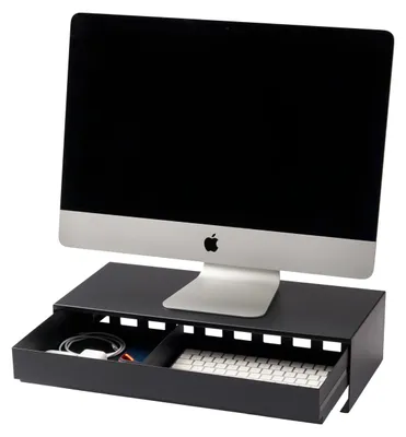 Monitorständer mit Schublade, schwarz, 24-41 x 50 x 12,8 cm