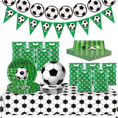 Produktbild von Fußball-Partydeko-Set mit Banner und Servietten