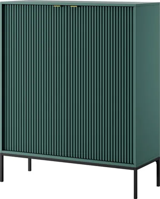 Produktbild von Schrank Nova NVK104 Highboard Kommode 2 Türiger Wohnzimerschrank Labrador/Schwarze Beine und Goldene Griffe