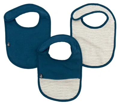Image de Bavoir Domiva Bleu Coton 3 pièces (3 pièces)