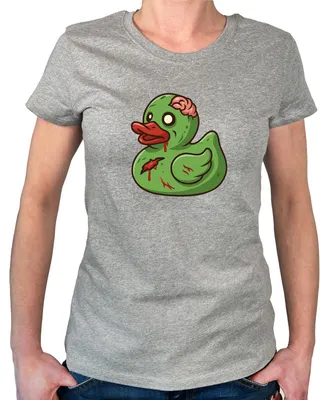 Produktbild von Huuraa Damen T-Shirt Quietscheente Zombie Gummiente Halloween S Sport Grey Bio Baumwolle Fairtrade Damenshirt Geschenkidee