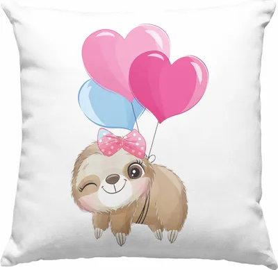 Produktbild von Trendation - Süße Faultier Deko-Kissen mit Füllung 40x40 Geschenk Ballong Geschenkidee Mädchen Coole Grafik (Grau)