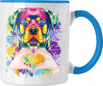 Produktbild von Trendation - Rottweiler Besitzer Farbe Love Tasse Geschenk Lustiger Spruch Geschenkidee Rottweiler Besitzerin (Blau)