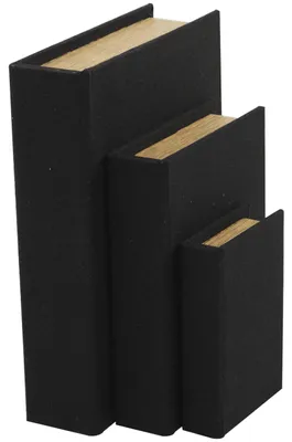 Buchboxen aus Leinen, 3er-Set, 30,5 cm, Schwarz