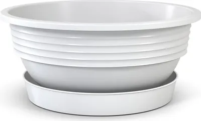 Produktbild von Plastard Blumenschale Weiss Ø 25 cm mit Untersetzer - Pflanzschale Pflanzkübel