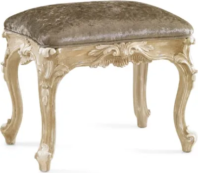 Produktbild von Casa Padrino Luxus Barock Hocker Grau / Antik Beige - Handgefertigter Barockstil Sitzhocker - Barock Fußhocker - Barock Möbel - Edel & Prunkvoll - Luxus Qualität -  Italy