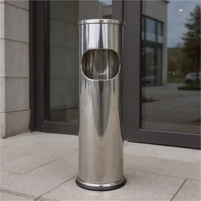 Produktbild von Standaschenbecher Edelstahl 54 cm mit integriertem Mülleimer