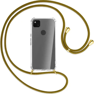 Produktbild von Handykette Backcover-Schutzhülle mit Band (Metall goldfarben) für Google Pixel 4a - khaki