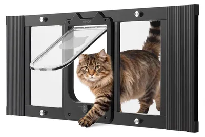 Produktbild von VEVOR Katzenklappe Katzentür Anpassbar an Fensterbreiten (787-914 mm), Wetterfes