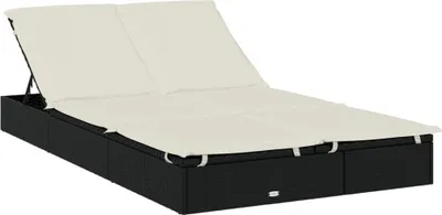 Produktbild von vidaXL 2-Personen-Sonnenliege mit Dach Schwarz 213x118x97 Poly Rattan