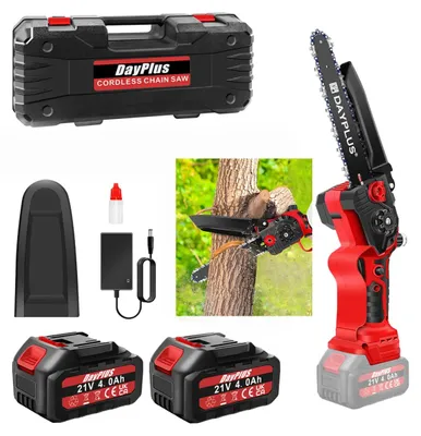 Immagine prodotto di Troncatrice a catena – Troncatrice a catena elettrica senza fili – 2000 W – lama da 20 cm – 2 batterie da 4000 mAh – colore rosso