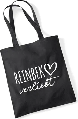 Produktbild von Huuraa Jutebeutel Reinbek verliebt 10 Liter Black Baumwolle Tasche Geschenkidee