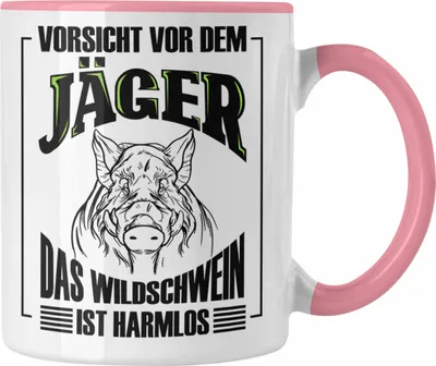 Produktbild von Trendation - Lustige Tasse Geschenk für Jäger Wildschwein Spruch Geschenkidee Jagd (Rosa)