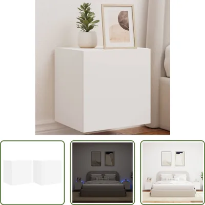 Immagine prodotto di The Living Store Pensili TV con luci LED 2 pz. Bianco 40,5x35x40 cm