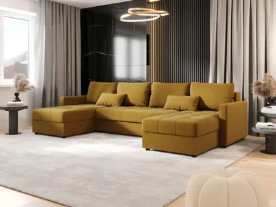 Produktbild von BEDANTE Ecksofa MOS U BIS Itaka 33 Orange mit Schlaffunktion U-Form Sofa mit Stauraum Bettkasten Wohnzimmersofa Couch Sofa Bettsofa Bettkasten Bettcouch