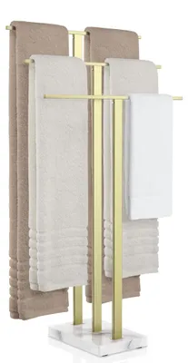 Handtuchhalter freistehend 3 Stangen Marmor Gold 91 cm