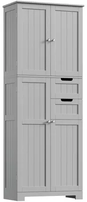 Obrázok produktu pre Vysoká komoda, 4 dvierka, 2 zásuvky, 164,5 x 60 x 30 cm, sivá