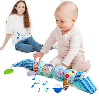 Productafbeelding van Minicee Baby Rammelaar – Rupsvormig sensorisch muziekspeelgoed met knisperend geluid – Speelgoed voor baby's in buikligging, geschikt voor baby's van 0 tot 12 maanden