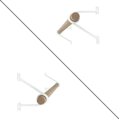 Immagine prodotto di Natural Goods Berlin GARD PRENZLBERG, supporto per appendiabiti, montaggio a parete, appendiabiti a parete, bianco, 12 cm, asta rotonda in rovere 100 cm, 2 pezzi