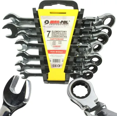 Produktbild von 7 tlg Ratschenschlüssel Satz Ringmaul Werkzeug Schlüssel Ratsche 8-19mm M8607