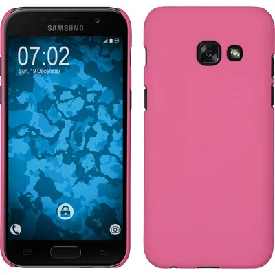 Produktbild von PhoneNatic Case kompatibel mit Samsung Galaxy A7 (2017) - Hülle rosa gummiert Hard-case + 2 Schutzfolien