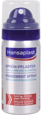 Produktbild von Hansaplast 01861-00000, Blau, Weiß, Die Wunde vor der Anwendung trocknen und reinigen. Aus 5-10 cm Entfernung einen dünnen Film..., CE, 1 Stück(e)