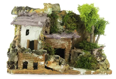 Geputztes Haus mit Holzdach, mehrfarbig, Einheitsgröße