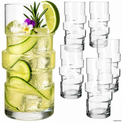 Zdjęcie produktu dla 6 sztuk, zestaw kieliszków koktajlowych, pojemność 400 ml, kieliszki do drinków, napojów gazowanych, lemoniady, herbaty mrożonej