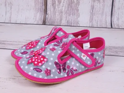 Produktbild von Hausschuhe BAREFOOT EF 395 Butterfly grau-rosa 31