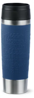 Zdjęcie produktu dla EMSA Travel Mug Classic N2022100, Czarny, Niebieski, Stal nierdzewna, Silikon, Stal nierdzewna, Polipropylen (PP), 4 h, 8 h