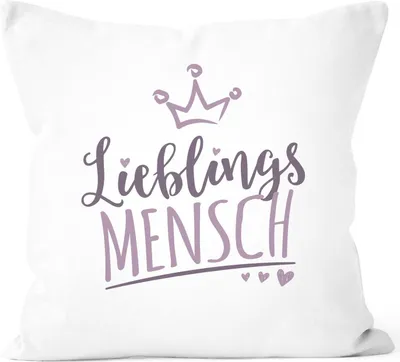 Produktbild von Kissenbezug Kissenhülle Lieblings Freundin/Schwester/Mama/Mensch mit Krone Geschenk Lieblingsperson Moonworks® Mensch weiß unisize