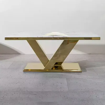 Produktbild von Eszimmer Möbel Designer Esstisch Edelstahltisch Gold Moderne Tische
