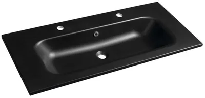 Produktbild von Komposit-Möbelwaschtisch 101x46cm/ 2 Hahnlöcher, schwarz matt SIDRA
