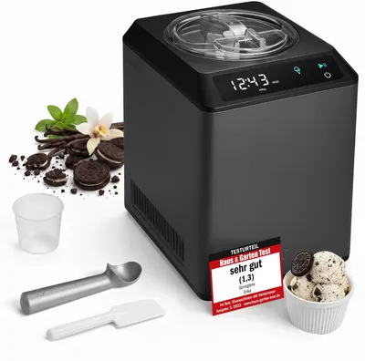 Eismaschine & Joghurtbereiter 2,5 L, 250 W, Edelstahl, Kühl- und Heizfunktion