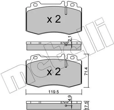Obrázok produktu pre METELLI 22-0563-5, súprava brzdových doštičiek, predná časť, kompatibilná s vozidlami: MERCEDES-BENZ triedy E, sedan (W211) a kombi (S211)