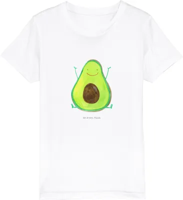 Produktbild von Mr. & Mrs. Panda Kleinkinder T-Shirt Avocado Glücklich 3-4 Jahre (98/104) - Weiß - Geschenk, Frucht, Teenager, Kinder Jungen, Kindershirt, Chaos, Shirts für, Mädchen